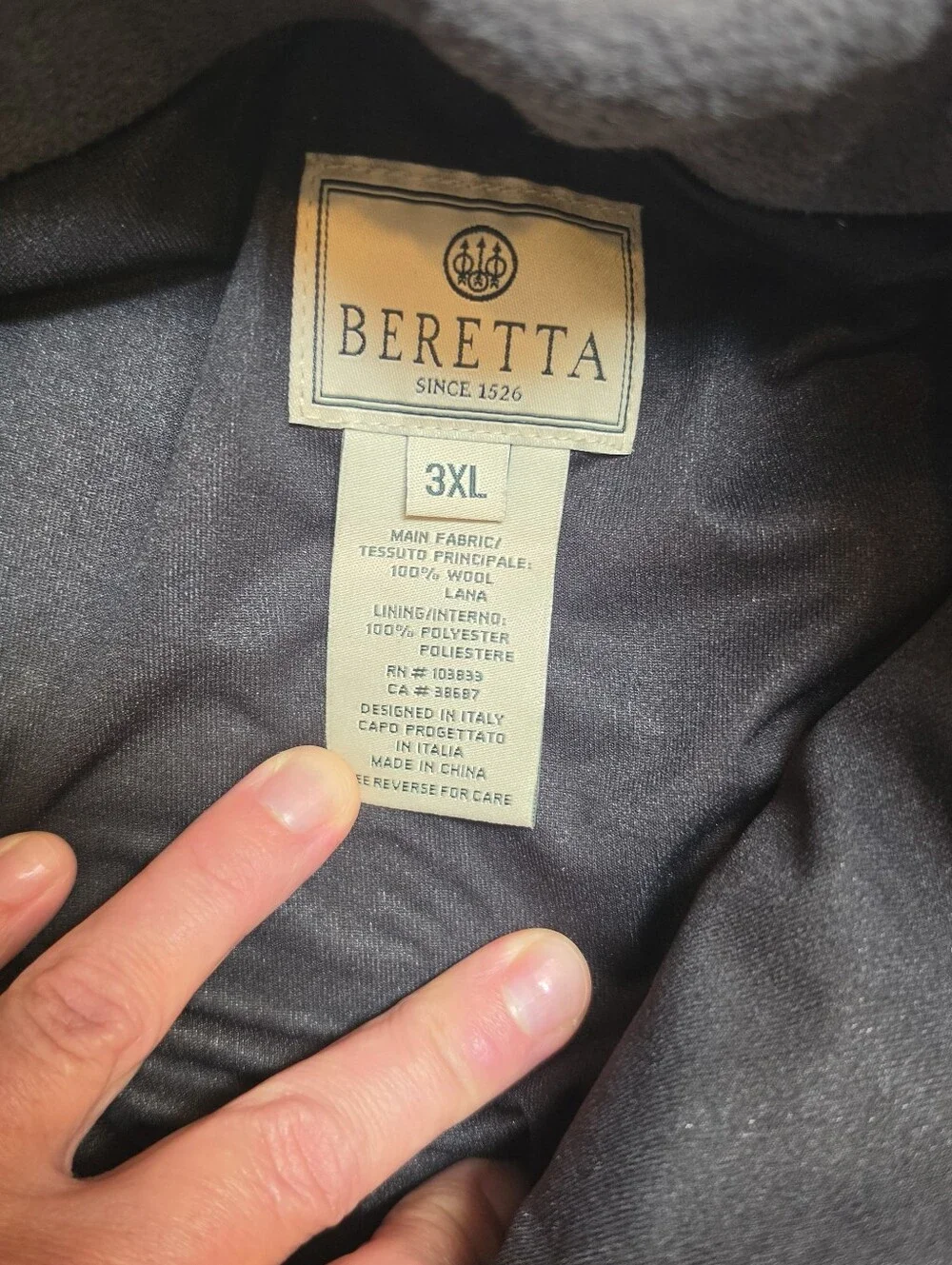 Beretta Honor Windstop Full Zip Shooting Sweater Jacket 100% Wool Men’s 3XL NWT